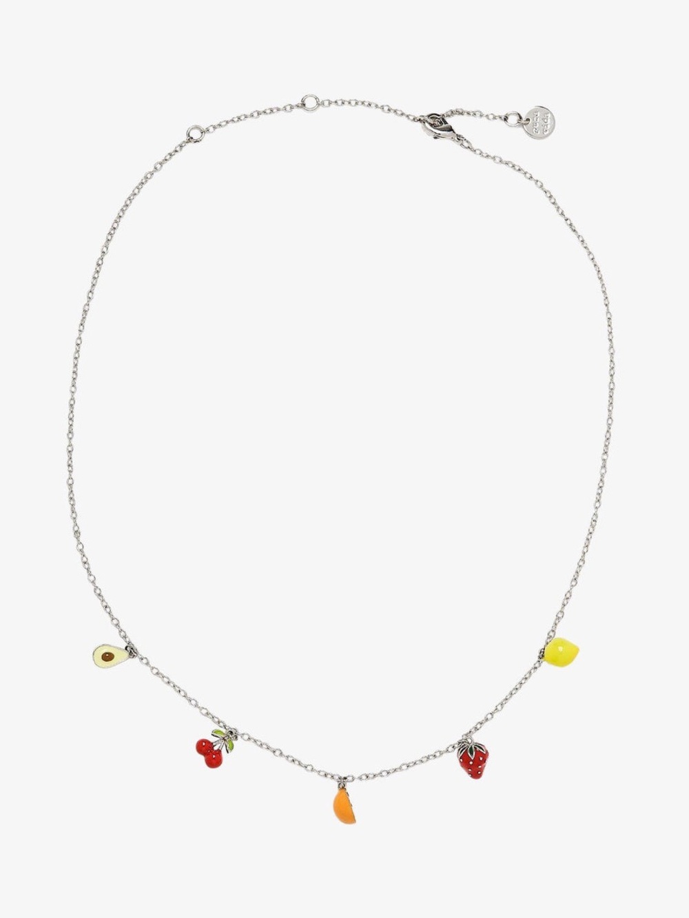Pura Vida Silver Chain Necklace with Multicolor Fruit Charms